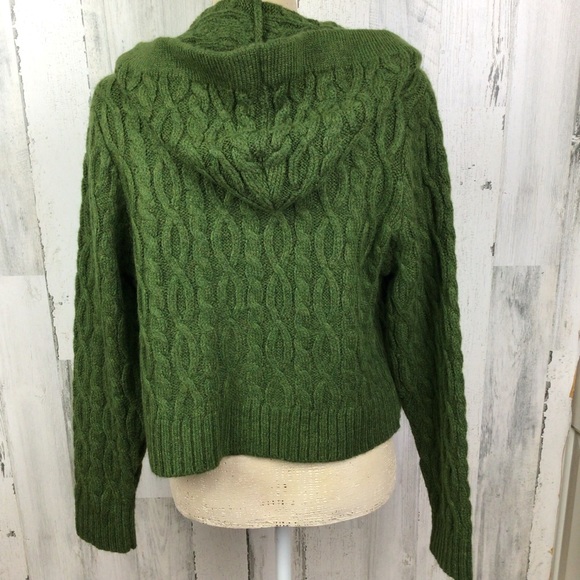 NWT New $148 Anthropologie Hooded Green Cable Knit Cardigan Tank Sweater Set M - Picture 6 of 16